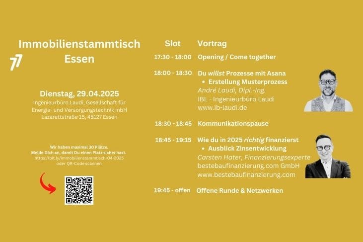 Immobilienstammtisch Essen: Prozesse und Finanzierung im Fokus